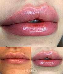 Перманентый макияж губ в технике 